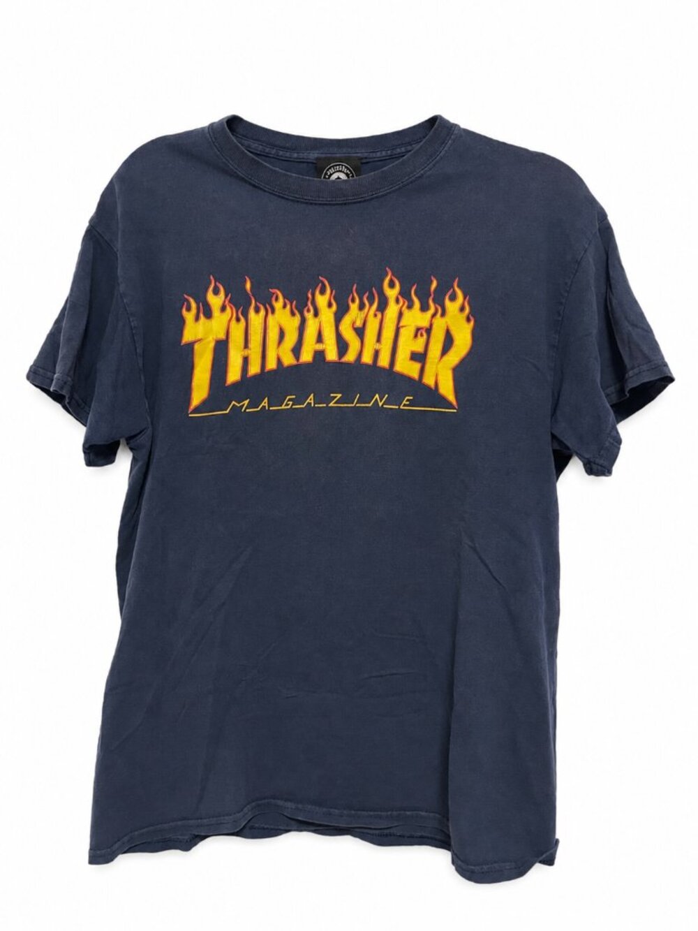Thrasher Magazine Flame Logo T-Shirt Navy Blue Size Medium Skate Streetwear